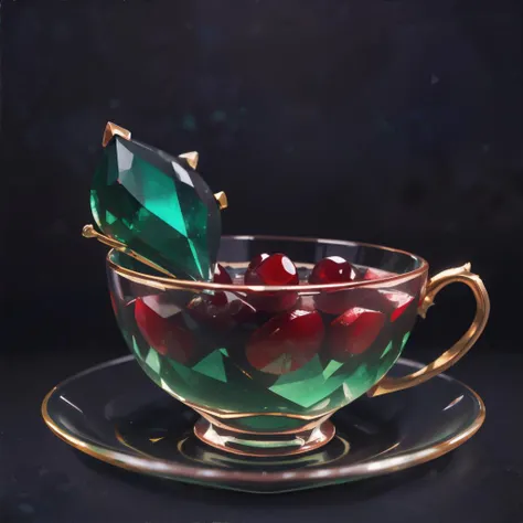 <lora:magictea:0.8>, glass teacup of magical emerald liquid, cherry slice, <clip:skip:2>, masterpiece, 8k, high resolution, shallow depth of field, sharp focus