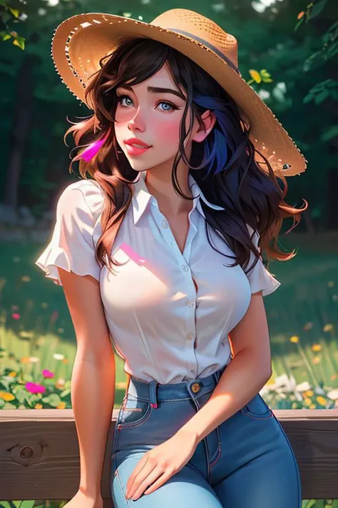 DEN_cocofreda_OF,
(country beauty posing against a wooden fence with a plaid shirt and jeans and a cowboy hat, cow girl, country girl, cow girl:1.2),
bokeh, f1.4, 40mm, photorealistic, raw, 8k, textured skin, skin pores, intricate details  <lora:epi_noiseoffset2:1>, epiCRealism
