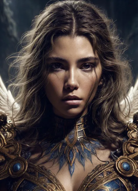 close up RAW photo of winged warrior sks woman, detailed textures, sharp focus, ultra high pixel detail, absurdres, cinematic, intricate, cinematic light, concept art, art station, realistic, movie scene, cinematic, high quality, craig mullins and wayne barlowe style, full colors, incredibly detailed, 4k, 8k, <lora:locon_cindymello_v1_from_v1_64_32:1.25>
