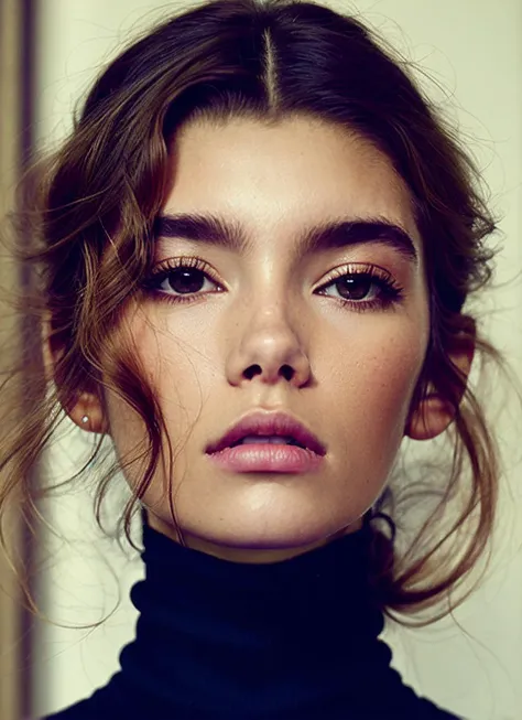 A stunning intricate full color portrait of (sks woman:1), wearing a black turtleneck, epic character composition, by ilya kuvshinov, alessio albi, nina masic, sharp focus, natural lighting, subsurface scattering, f2, 35mm, film grain, <lora:locon_cindymello_v1_from_v1_64_32:1.25>