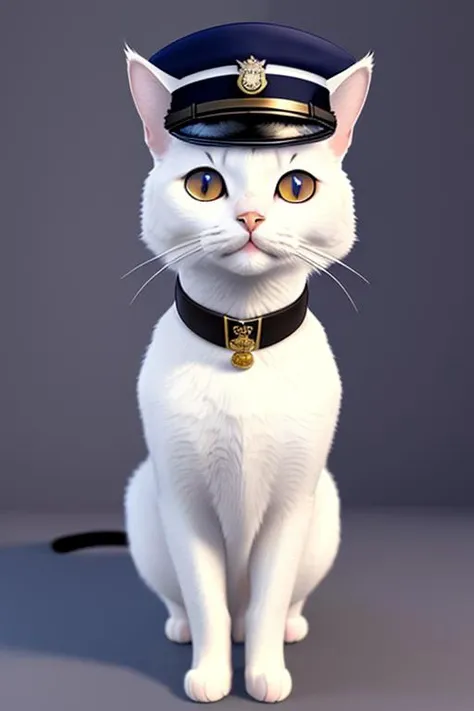 masterpiece, best quality, masterpiece, a (((cat))) dressed up like a policeman, full height, photorealistic, simple solid white background, artstation, by wlop, high resolution, detailed