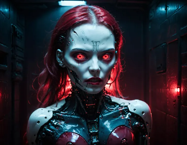<lora:cinematic vampire film style:0.6> <lora:ssta:0.6> ssta cinematic vampire film style beautiful seductive female cyborg lurking in a dark room, glowing eyes, red color theme, ominous atmosphere <lora:JuggerCineXL2:0.25> <lora:xl_more_art-full_v1:0.8>