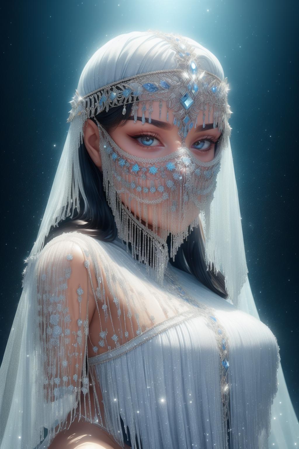 A close up of a woman wearing a veil and veil with a veil on - SeaArt AI