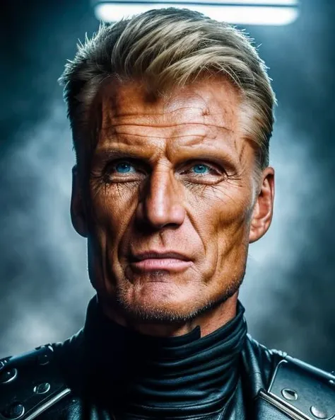 (masterpiece, best quality), Dolph Lungren  as (cyperpunk warrior),  1 man, epic (photo, studio lighting, hard light, sony a7, 50 mm, matte skin, pores, colors, hyperdetailed, hyperrealistic), ultrasharp,  <lora:dolph:0.95>