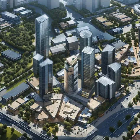 architectural photography of a skyscraper, mixed use commercial and residential, aerial view, (masterpiece), (high quality), best quality, real, (realistic), super detailed, (full detail), (4k), 8k, architecture, <lora:Minimalist Architecture v1:1>, <lora:Night Atmosphere Architecture v1:0.4>