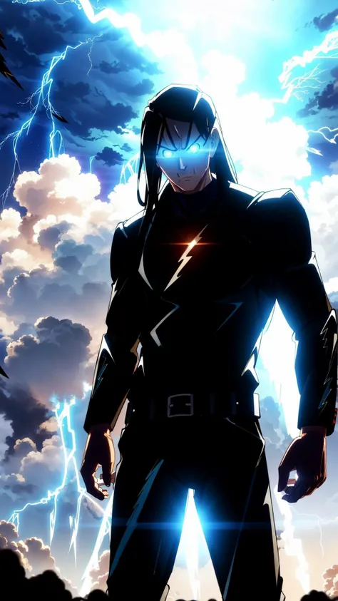 <lora:Dethklok_Metalocalypse-000013:0.8> dethklok, nathan, 1boy, black hair, very long hair, muscular male, angry, sinister, BREAK, <lora:lightingSilhouette:0.5> (backlighting, silhouette, glowing eyes, glaring, lightning, shadow:1.35), BREAK, masterpiece, best quality, extremely detailed, highly quality, 4k, sharp focus, professional, sharp focus, award winning, cinematic lighting, octane render, unreal engine, volumetrics dtx, Wallpaper,