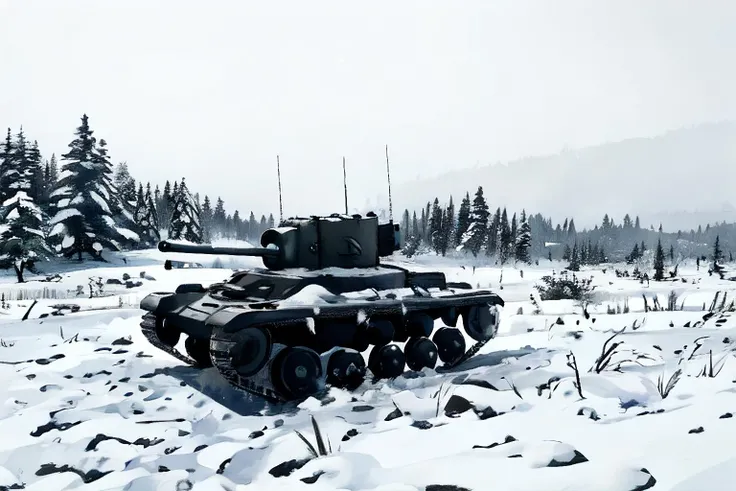 24K movie quality,War filter,cinematic compositions,finetextures,the sunset,fire glow,snowfield,camo,WWII,Eastern Front battlefield in Europe,Remains of a cliff wall,Mamayev gang,T34 tank,Soviet soldiers
