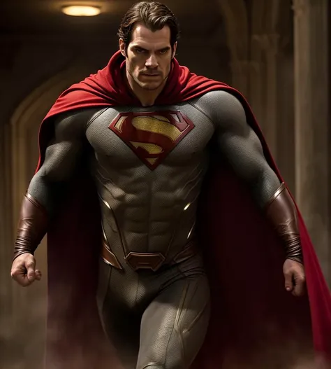 In the cinematic "Grain Movieleased in 2023), Henry Cavill portrays a superhero character with a distinctive look. He wears a long red cape that flows behind him, adding a touch of elegance and grandeur to his appearance. The cape is designed to be both visually striking and practical, allowing for dynamic movements during action sequences.