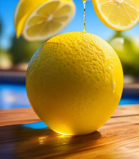 A perfect abstract, photorealistic, Food lemon , LIQUID SPLASH, 3D BEEPLE STYLE, 8 k, 32 k, HDR, realistic,