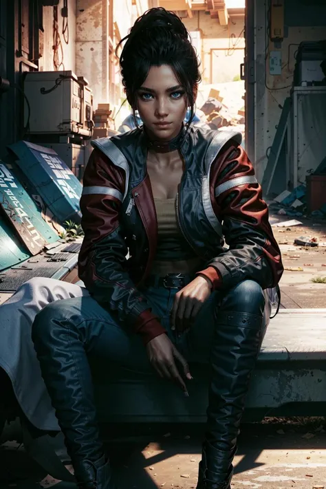 PanamCyber, 1girl, solo, sitting, realistic, blue eyes, brown hair, looking at viewer, gloves, black hair, boots, jacket
<lora:epi_noiseoffset2:1>, <lora:PanamCyber:0.7>
