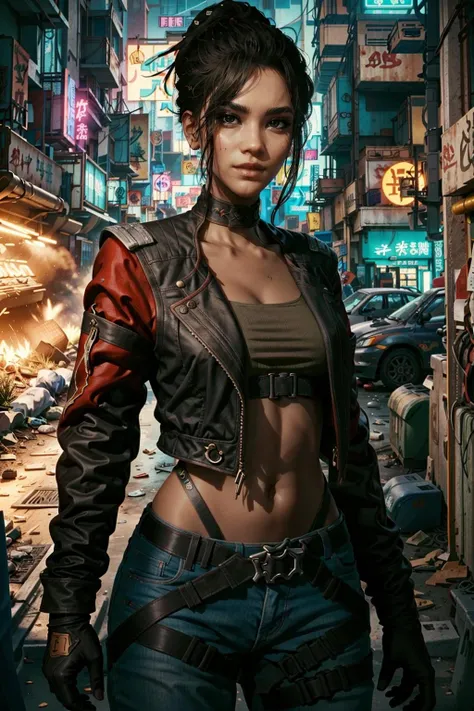 digital painting, 4k, babes, miranda kerr as a cyberpunk warrior,full length