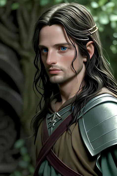 young aragorn in rivendell,((best quality)), ((masterpiece)), high detail, sharp focus, smooth, aesthetic, extremely detailed, beautiful detailed eyes