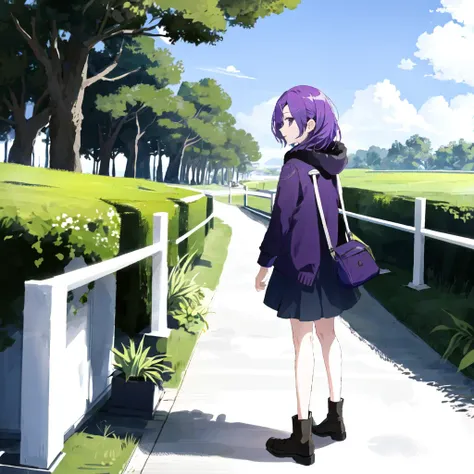 kiso azki,solo,1girl,<lora:kiso azki:0.85>,purple parker, parker