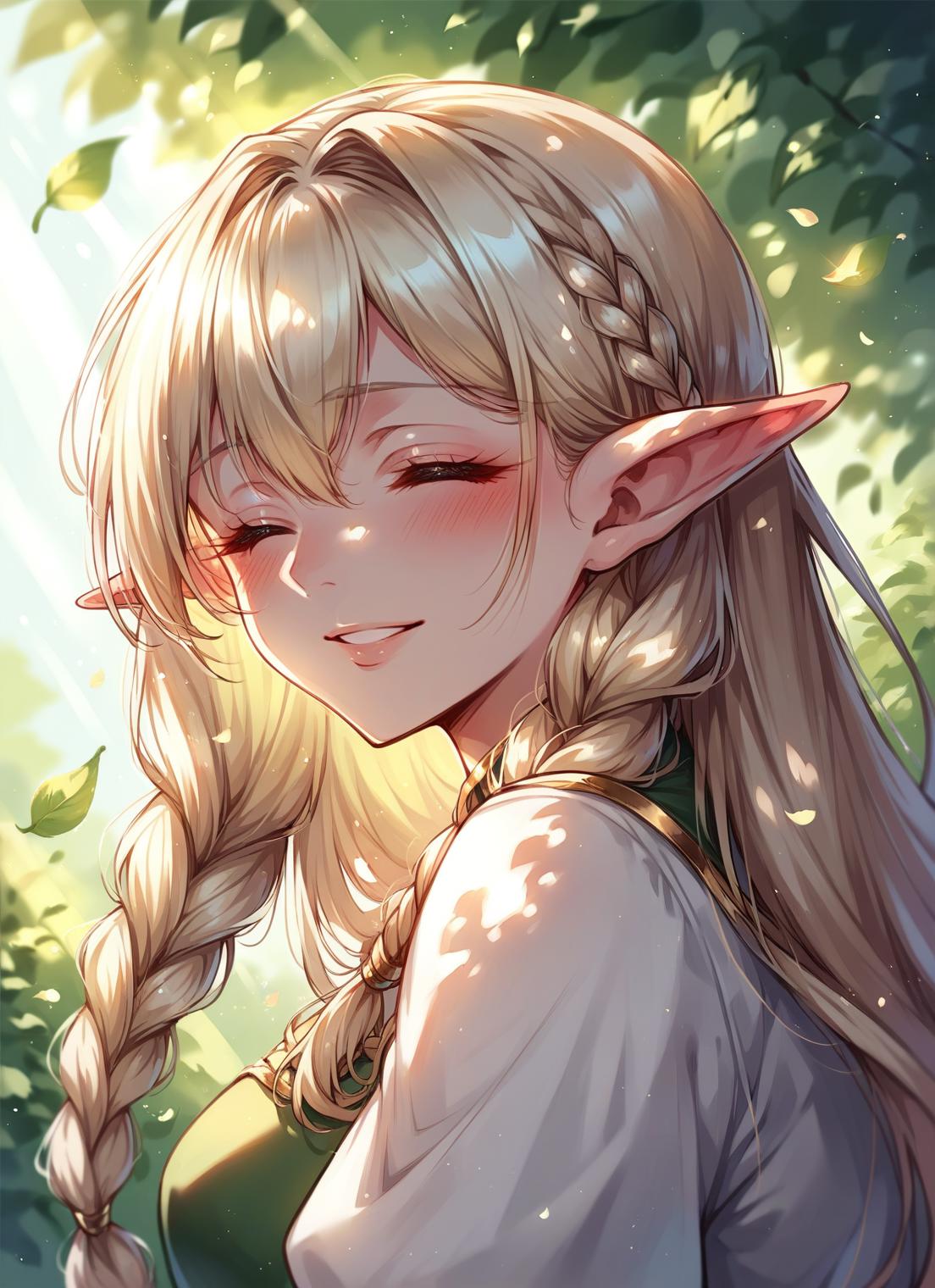 A close up of a girl with long blonde hair and a green dress - SeaArt AI