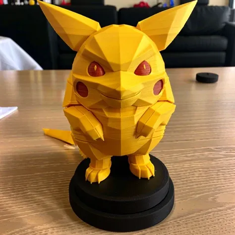 <lora:3DPrinted-000001:.9>,3D Printed, Mountain Meadow colored PLA skin texture, subtle horizontal lines,masterpiece,pokemon, animal, showcase, salon in the background, blurry background,realistic,six pack, oily skin, low poly, creature, wildlife