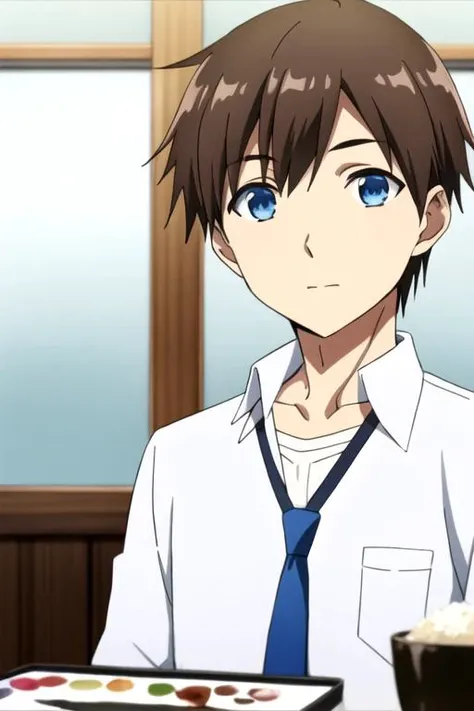 masterpiece, best quality, movie still, 1boy, solo, male focus, looking at viewer, , depth of field, (watercolor illustration, soft pastel colors:1.1), , <lora:kyouya_hashiba:0.76>, kyouya_hashiba, brown hair, blue eyes