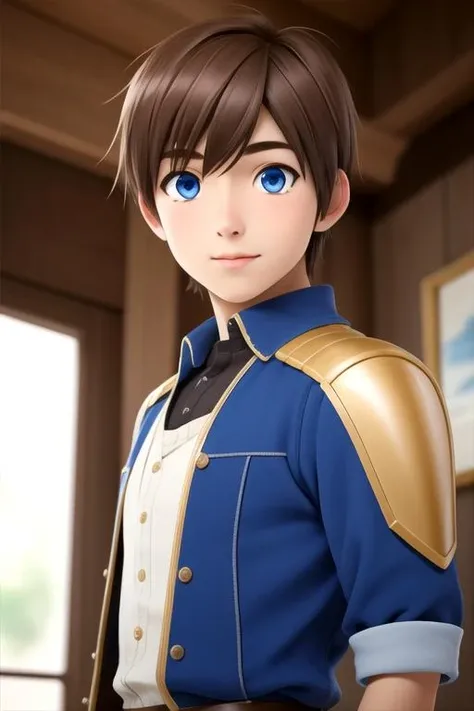 masterpiece, best quality, sketch, 1boy, solo, male focus, looking at viewer, , depth of field, , realistic, <lora:kyouya_hashiba:0.72>, kyouya_hashiba, brown hair, blue eyes, knight costume, ,