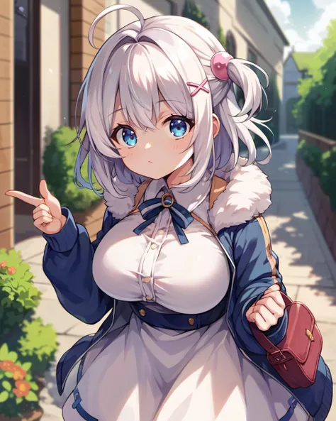 score_9, score_8, score_7, source_anime
1 girl,outdoors,short_torso, solo focus,solo,child girl,large breasts,
hair ornament, looking at viewer,white hair, ahoge,dress, jacket,blue eyes,
by kizuna akari,
, <lora:akarilora_charaLoRA_XL_AMG:0.7>