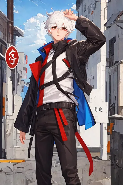 1boy,liubei,white hair,outdoor ,masterpiece, best quality, <lora:liubei-5:1>,(red mark:0.6) ,