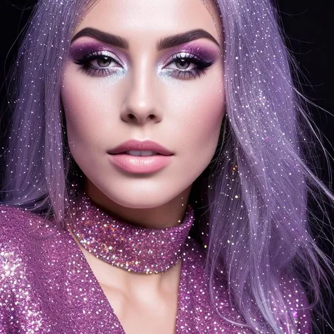 <lora:GlitterGaze_v01:1> glitter  woman