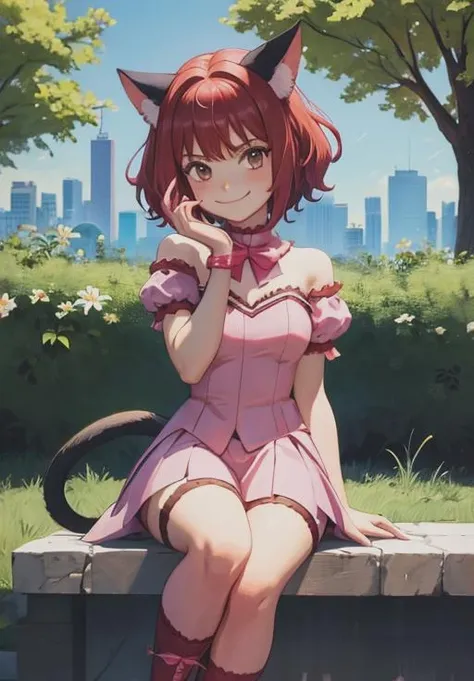 <lora:TMM_Ichigo_Momomiya:0.8>, TMM_Ichigo_Momomiya, 1girl, solo, smirk, sitting, (magical, magnificent, masterpiece:1.3)