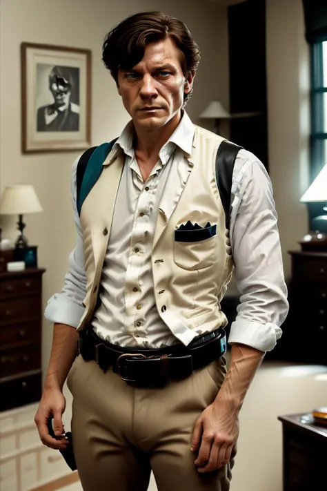 a man with a white shirt and a vest , Dreamlike_Diversions