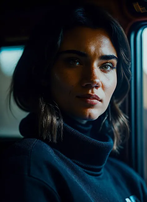 A stunning intricate full color portrait of (sks woman:1),wearing a black turtleneck, epic character composition, by ilya kuvshinov, alessio albi, nina masic, sharp focus, natural lighting, subsurface scattering, f2, 35mm, film grain, <lora:locon_brett_v2_from_v1_64_32:1.3>
