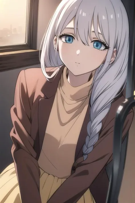 sayatakatori, <lora:sayatakatori-lora-nochekaiser:1>,
saya takatori, long hair, grey hair, hair over shoulder,
BREAK skirt, long sleeves, jacket, long skirt, brown jacket,
BREAK looking at viewer,
BREAK indoors,
BREAK <lora:GoodHands-vanilla:1>, (masterpiece:1.2), best quality, high resolution, unity 8k wallpaper, (illustration:0.8), (beautiful detailed eyes:1.6), extremely detailed face, perfect lighting, extremely detailed CG, (perfect hands, perfect anatomy),