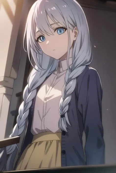 sayatakatori, <lora:sayatakatori-lora-nochekaiser:1>,
saya takatori, long hair, grey hair, hair over shoulder,
BREAK skirt, long sleeves, dress, cardigan, long skirt, single braid, braid,
BREAK looking at viewer,
BREAK indoors,
BREAK <lora:GoodHands-vanilla:1>, (masterpiece:1.2), best quality, high resolution, unity 8k wallpaper, (illustration:0.8), (beautiful detailed eyes:1.6), extremely detailed face, perfect lighting, extremely detailed CG, (perfect hands, perfect anatomy),