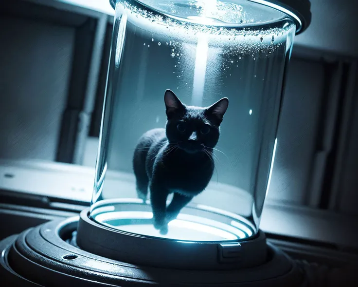 (photorealistic:1.4), (best quality:1.0), (ultra highres:1.0), 8k, RAW photo, (masterpiece:0.2),
<lora:zyd232_StasisPod_v1_0:1> stasis pod, cat, floating, submerged, liquid, bubbles, science fiction,