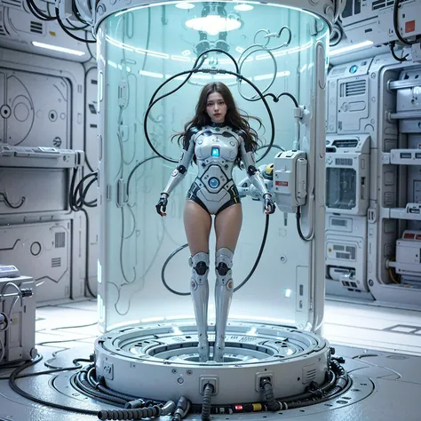 (photorealistic:1.4), (best quality:1.0), (ultra highres:1.0), 8k, RAW photo, (masterpiece:0.2),
<lora:zyd232_StasisPod_v1_0:1> (stasis pod:1.5), 1girl, full body, mecha body, floating, (in container:0.5), liquid, bubbles, cable