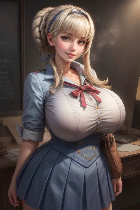 <lora:merope:0.65>,(best quality), big head, face happiness, (merope with huge breasts:1.2) in a high school uniform, upper body  <lora:add_detail:1> <lora:LowRA:0.2>