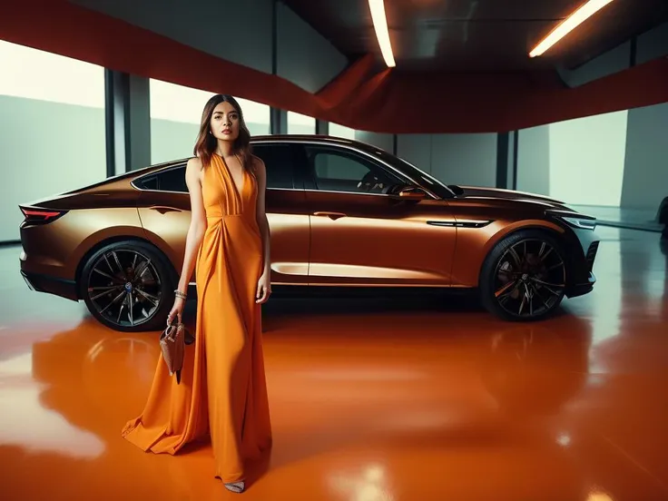 <lyco:Car_model_v2-000004:1.0> cmod,1girl,full body, ground vehicle, car, motor vehicle, dress, solo, brown hair, long hair, vehicle focus, realistic