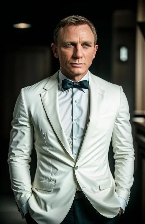 award winning (portrait photo:1.4) of a handsome man, 007danielcraig, dressed in a white suit, standing beside a silver Aston Martin DB5 car, Swiss Alps (shallow depth of field:1.3), by lee jeffries nikon d850 film stock photograph 4 kodak portra 400 camera f1.6 lens rich colors hyper realistic lifelike texture dramatic lighting unreal engine trending on artstation cinestill 800 (vignette:1.3), filmgrain, shallow depth of field, blurred background <lora:007DanielCraig_v10:0.8>