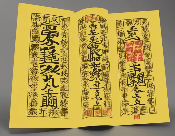 a yellow bookmark with chinese writing on it,
<lora:cnrune:0.4>,cnrune_yellow