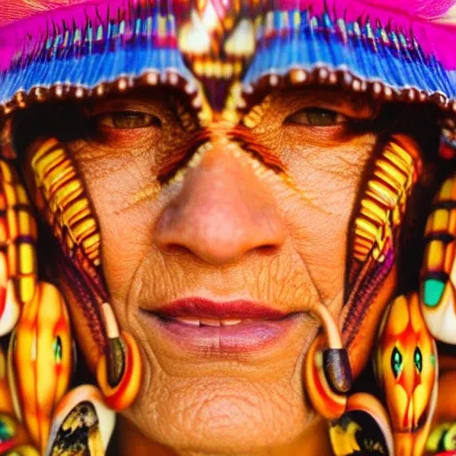 close up face of an old tribal  shaman  woman rippled with colorful mushrooms across his face in the style of Matthew barney, 
geoff darrow, gre, powerful, cinematic, beautifully lit, by donato giancola, by artgerm, by karol bak, 3 d, perfect
 face and body, trending on artstation, octane render, 8 k",