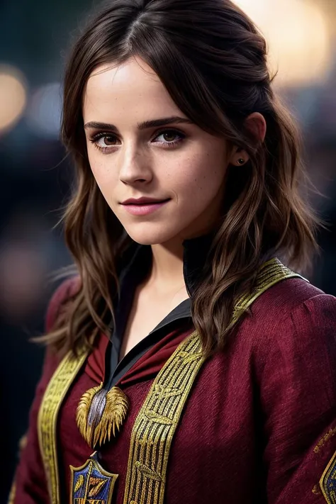photo of beautiful (emwats0n:0.99), a woman in a (movie premiere gala:1.1), perfect hair, wearing ((sexy gryffindor wizard outfit:1.1)), (paparazzi in background), ((Teslapunk:1.1)), modelshoot style, (extremely detailed CG unity 8k wallpaper), professional majestic (photography by diane arbus:1.1), (Sony a7S III Mirrorless Camera), 24mm, exposure blend, hdr, faded, extremely intricate, High (Detail:1.1), Sharp focus, dramatic, soft cinematic light, (looking at viewer), (detailed pupils), cute smile, 24mm, 4k textures, soft cinematic light, adobe lightroom, photolab, elegant, ((((cinematic look)))), soothing tones, insane details, hyperdetailed, low contrast