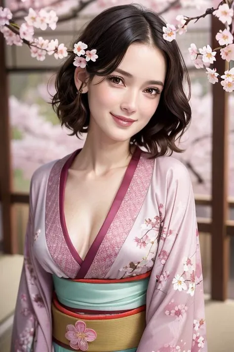 1girl, beautiful winona, heavy makeup,
looking at viewer, (smile)
<lora:lit:0.3>,
(cleavage:0.8),
wearing (japanese kimono:1.2), (cleavage:0.6), (cherry blossom:1.2),