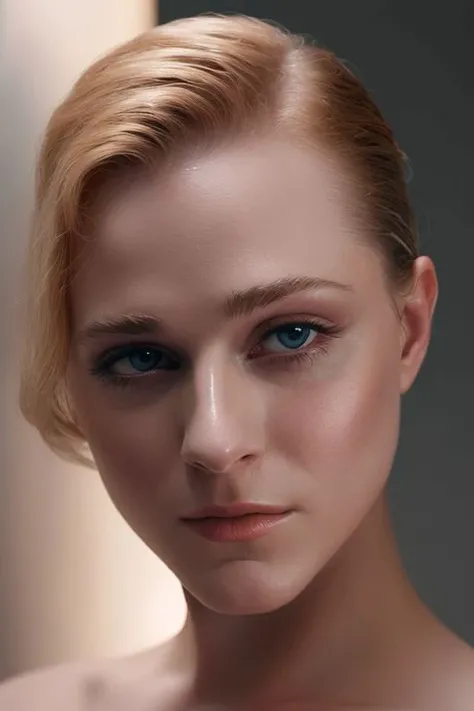 full color photography of Evan Rachel Wood, (nude:1.0), (oiled shiny skin:1.0), face close up,
masterpiece, best quality, sharp focus, highres 8k uhd, ultra-detailed, rim light, deep grey background,
 <lora:Evan Rachel Wood:1.1>