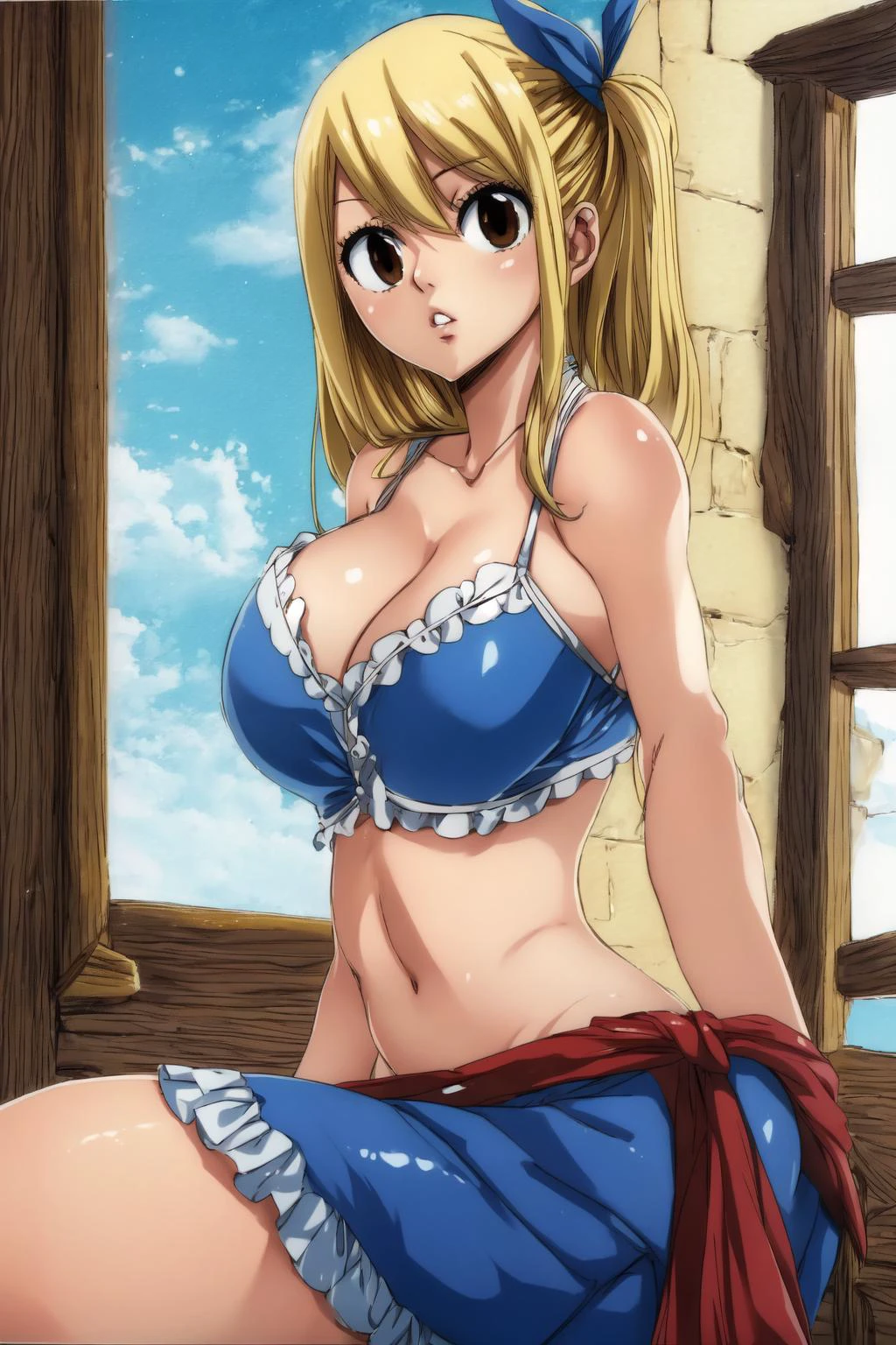 <lora:HiroMashimaStyle:1.0>, hiromashimav1, <lora:LucyHeartfilia:0.6>, lucy heartfilia, brown eyes, blonde hair, 1girl