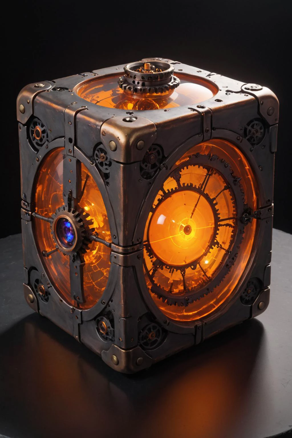 contained color, Shadow's Edge inside of a square steampunk container with (orange tinted glass), <lora:Contained_Color_SDXL:1> <lora:Painted World-000006:0.3> painted world, a0ed8d0:6f51), s64096481c
