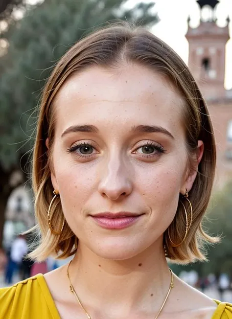 portrait of sks woman in Seville, at the Plaza de Espaa, by Flora Borsi, style by Flora Borsi, bold, bright colours, ((Flora Borsi)), by Tim Walker, <lora:lora-small-alison-mack-v1:1>