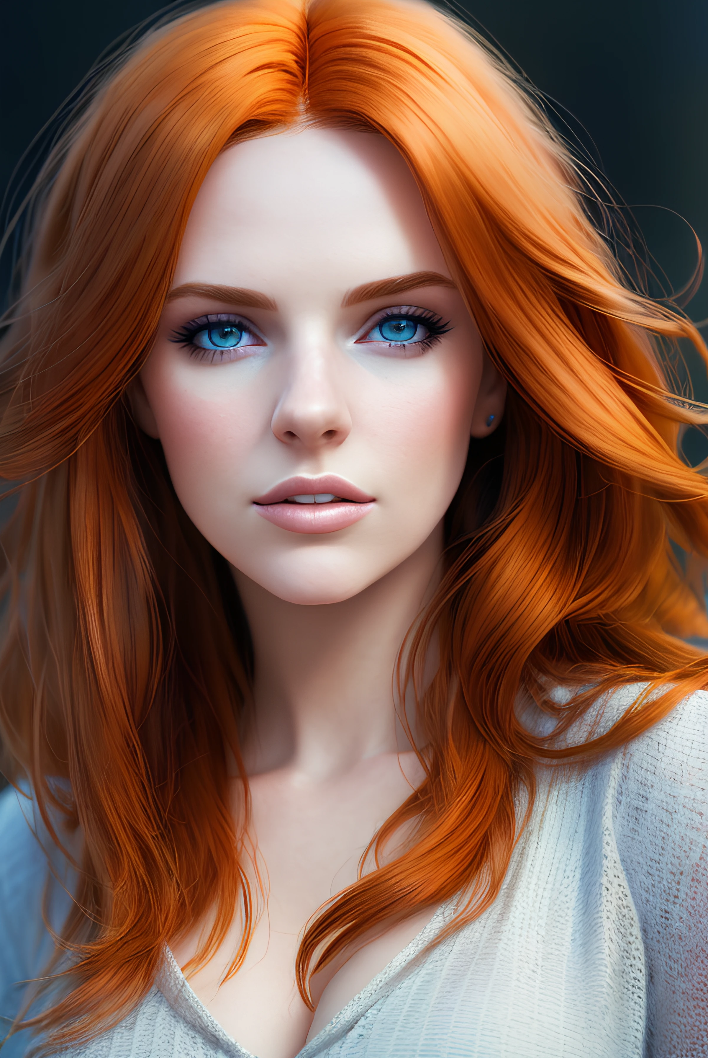 best quality,masterpiece,highly detailed,ultra-detailed,a beautiful woman, ((fiery background)), buildings, by greg rutkowski and thomas kinkade trending on artstation deviantart octane render unreal engine 4k hd wallpaper digital painting concept volumetric lighting pixar 3 point perspective 20 mm photo realistic shadows highlights sharp focus nvinkpunk,kuvshinov,dreamlikeart,samdoesart,modelshoot style, ginger hair, hair motion, portrait, (((closeup))), ((serious))
