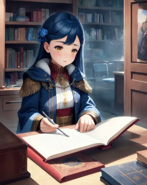 best quality,masterpiece,highly detailed,ultra-detailed,1girl upper body ,Ascendance of a Bookworm,Rosemyne
1girl, solo, Myne, Rosemyne, detailed face, blue hair, blue ceremonial clothes, rosemyne bookworm, sitting, reading book,Large long table
large breasts,
The titular bookworm, Urano (a college student) was on the cusp of being a librarian when she was ironically crushed to death under a pile of books during an earthquake and reincarnated as a sickly five-year-old girl named Myne, but in a world where books are only for extremely rich nobles. Her frailty is due to a rare disease known as the "Devouring," which consists of high fevers that spark whenever the host is stressed or depressed. Now, Myne has to put her book-knowledge to the test in order to become a librarian in her new world.
<lora:Rosemyne1:1.0:Chr>
<lora:anime_minimalist_v1:-0.5:BFaceS>
The Library of Cittgazze:Located in the mysterious and parallel world of Cittgazze, the Library is a place of wonder and secrets. The building itself seems to merge with the ethereal landscape, its walls made of shimmering crystal that reflects the ever-changing hues of the sky. Books and manuscripts float in mid-air, suspended by an unseen force, creating an otherworldly atmosphere. The library's shelves extend endlessly, disappearing into a misty horizon. Pages flutter gently, whispering stories and ancient knowledge to those who dare to listen. Explorers and scholars from different dimensions gather here, drawn by the allure of undiscovered wisdom and the chance to unlock the mysteries of the multiverse.