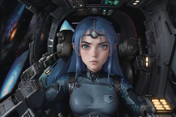 best quality,masterpiece,highly detailed,ultra-detailed,1girl
<lora:lafiel-nvwls-v2:0.83:Chr> <lora:mscockpit-000005:0.5>
(mscockpit:1.3)(cockpit:1.3)(lafiel:1.3) blue eyes,aqua hair, very long hair,
looking at viewer,
circlet, latex bodysuit, fingerless gloves Lafiel Abriel (Seikai no Monshou) (in deepspace,milky way, nebula,:1.2) <lora:detailmaker:0.3:clothes> <lora:anime_minimalist_v1:0.5>