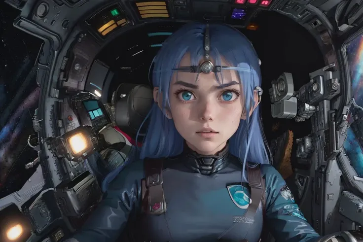 best quality,masterpiece,highly detailed,ultra-detailed,1girl <lora:lafiel-nvwls-v2:0.83:Chr> <lora:mscockpit-000005:0.5>(mscockpit:1.3)(cockpit:1.3)(lafiel:1.3) blue eyes,aqua hair, very long hair,
looking at viewer,
circlet, latex bodysuit, fingerless gloves Lafiel Abriel (Seikai no Monshou) (in deepspace,milky way, nebula,:1.2) <lora:detailmaker:0.3:clothes> <lora:anime_minimalist_v1:0.5>