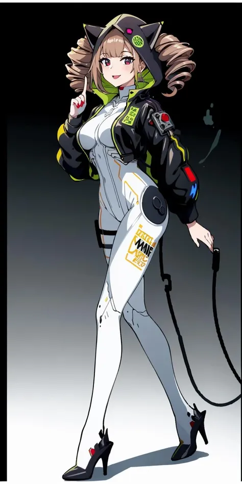 (1girl:1.2),(solo:1.5),masterpiece,best quality,photo,detailed face,photograph, highly detailed, best quality, highres, extremely detailed wallpaper,third-party edit,bodysuit,full body,robot joints,drill hair,legs,highheels,finger on lips,slim legs,(cyberpunk city background:1.5),,(big smile,mouth open:1.2),super happy
nice hands, perfect hands, <lora:Shiro_V1:0.9> <lyco:GoodHands-beta2:1.0>