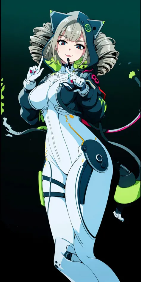 Koukawa Asuka. taimanin. (luster)(shiny)Grin. dark costume. body paint costume. pink and black costume. erected nipple. Heart Pasties nipple. mind control. corruption. Tubes connected to the body. pink glow tube. Covered in mucus. Masturbation pose. Cultivation Tank. Female organ. Mechanical background.
