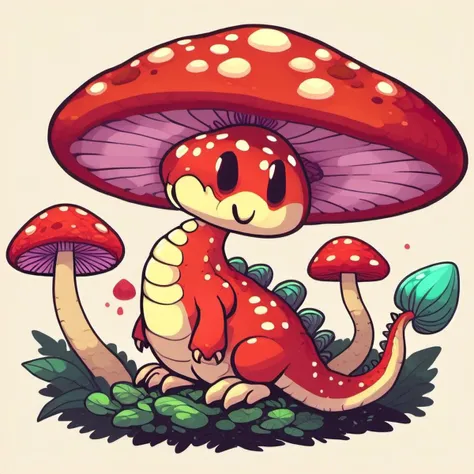 mushrooom-dragon hybrid <lora:[XL]Dragon_blood:1>