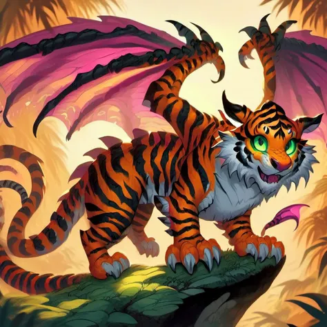 Tiger-dragon hybrid <lora:[XL]Dragon_blood:1>